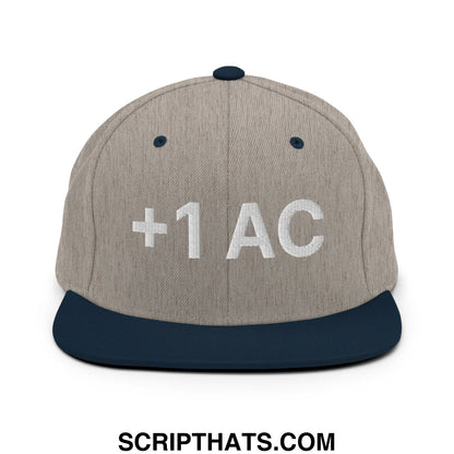 +1 AC Armor Class RPG Role Playing Game Embroidered Flat Brim Bill Snapback Hat Heather Grey Navy