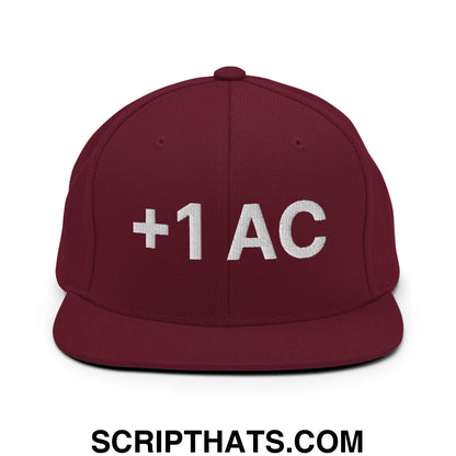 +1 AC Armor Class RPG Role Playing Game Embroidered Flat Brim Bill Snapback Hat Maroon