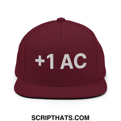 +1 AC Armor Class RPG Role Playing Game Embroidered Flat Brim Bill Snapback Hat Maroon