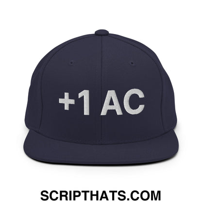 +1 AC Armor Class RPG Role Playing Game Embroidered Flat Brim Bill Snapback Hat Navy