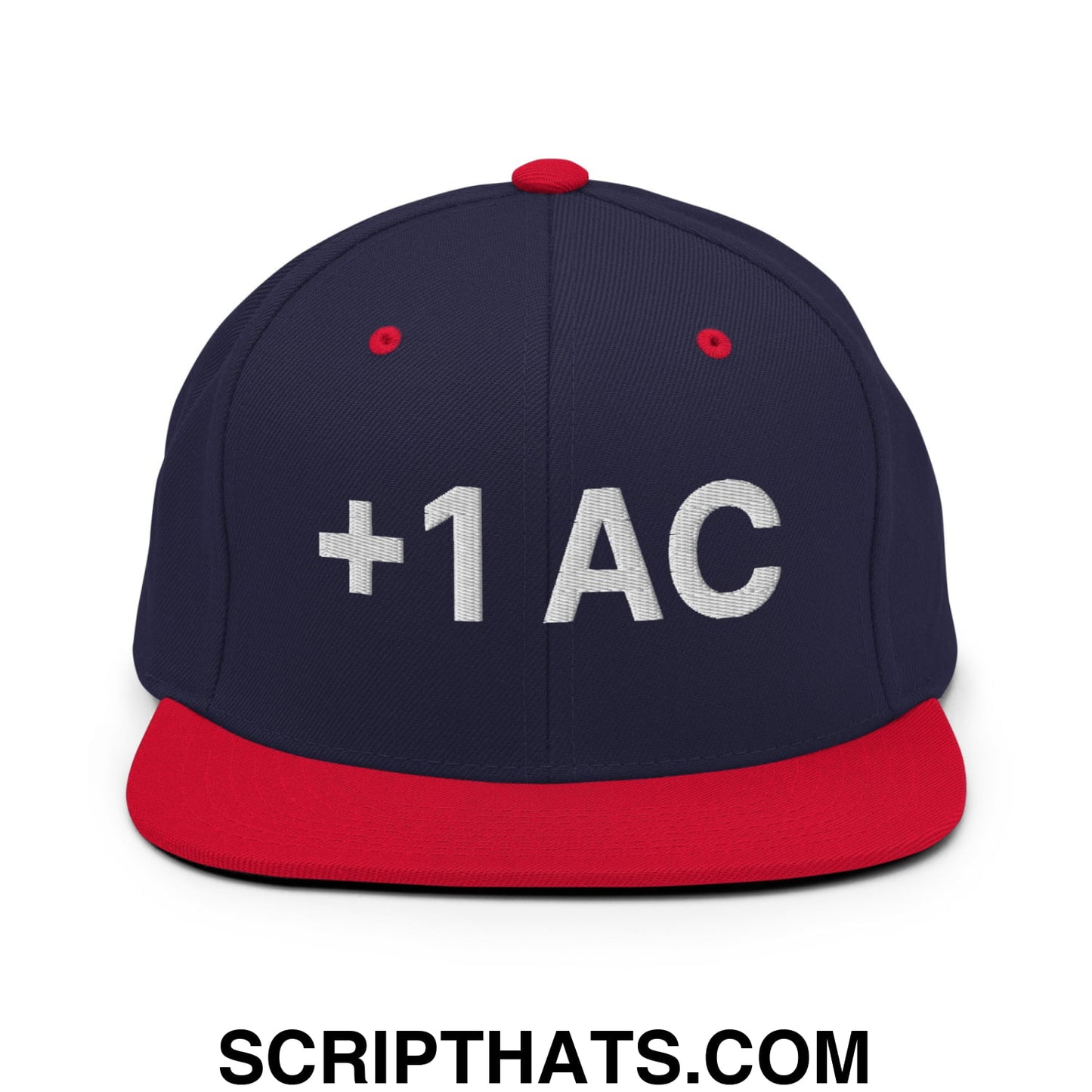 +1 AC Armor Class RPG Role Playing Game Embroidered Flat Brim Bill Snapback Hat Navy Red