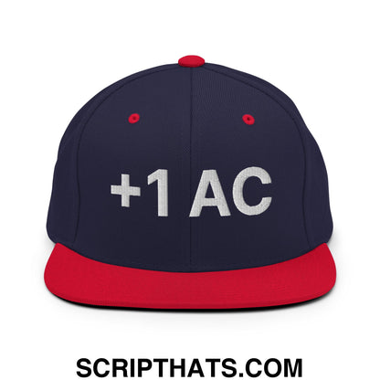 +1 AC Armor Class RPG Role Playing Game Embroidered Flat Brim Bill Snapback Hat Navy Red