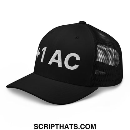 +1 AC Armor Class RPG Role Playing Game Embroidered Mesh Trucker Hat Black