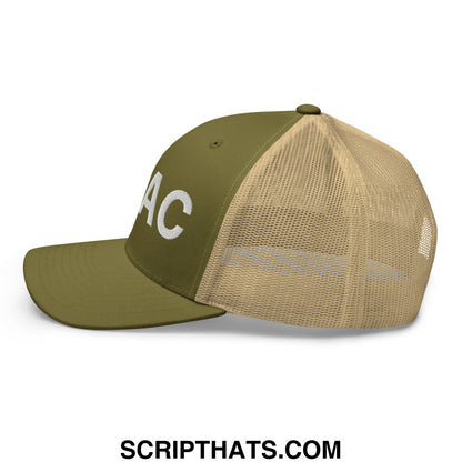 +1 AC Armor Class RPG Role Playing Game Embroidered Mesh Trucker Hat Moss Khaki