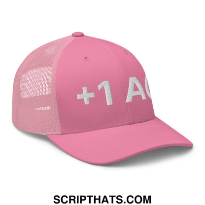 +1 AC Armor Class RPG Role Playing Game Embroidered Mesh Trucker Hat Pink