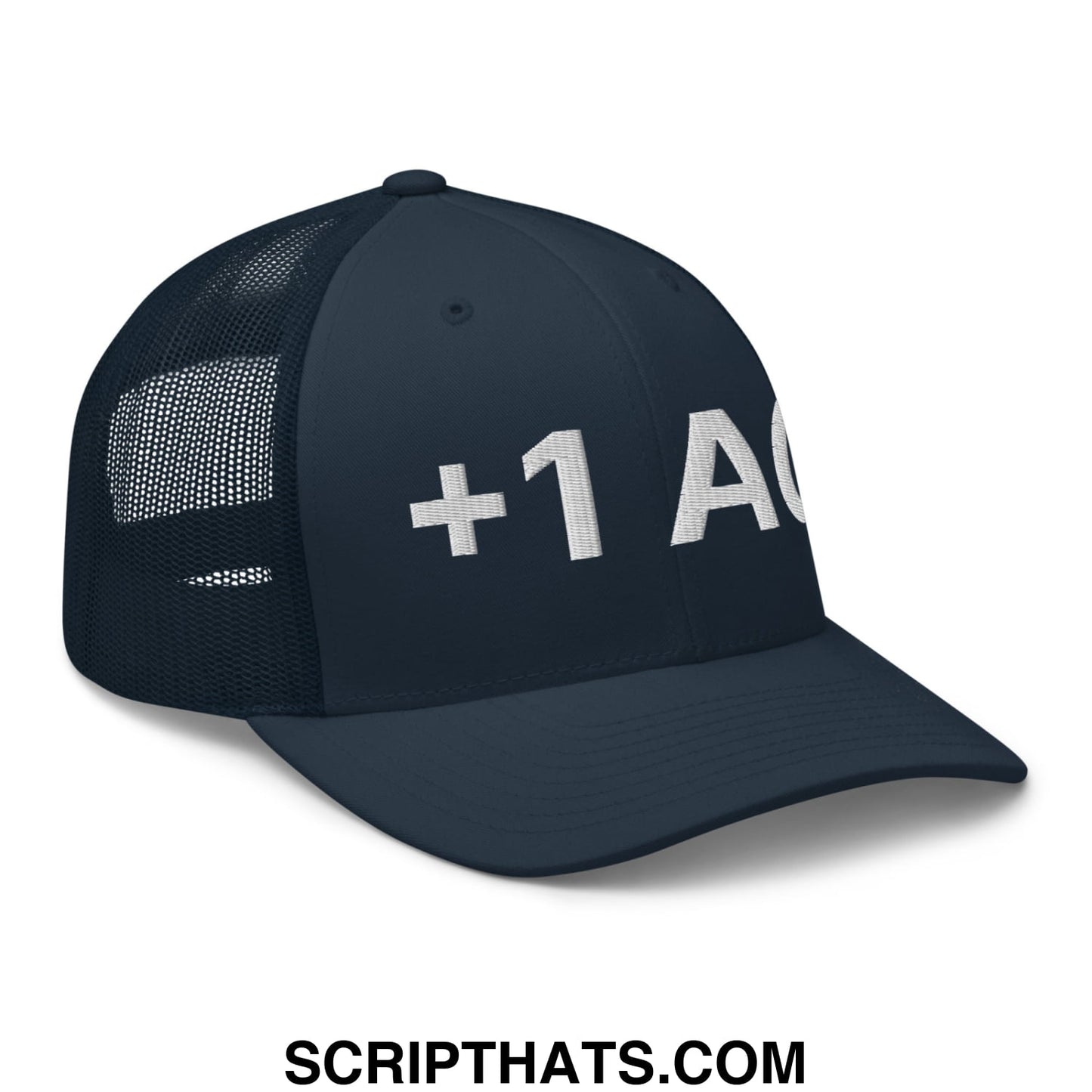 +1 AC Armor Class RPG Role Playing Game Embroidered Mesh Trucker Hat Navy