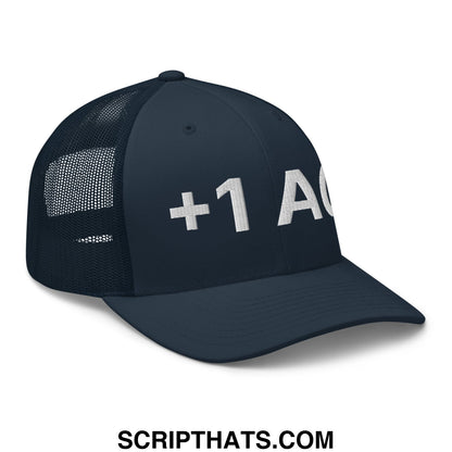 +1 AC Armor Class RPG Role Playing Game Embroidered Mesh Trucker Hat Navy