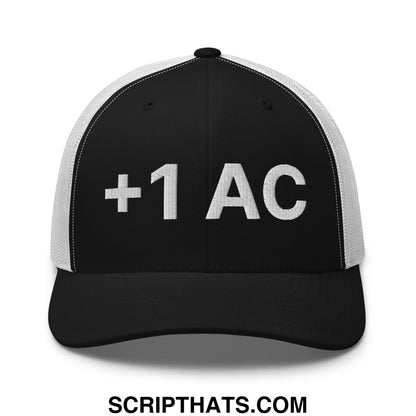 +1 AC Armor Class RPG Role Playing Game Embroidered Mesh Trucker Hat Black White