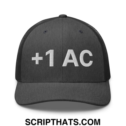 +1 AC Armor Class RPG Role Playing Game Embroidered Mesh Trucker Hat Dark Heather Gray