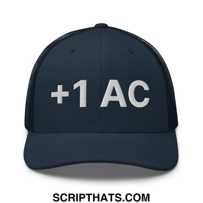+1 AC Armor Class RPG Role Playing Game Embroidered Mesh Trucker Hat Navy