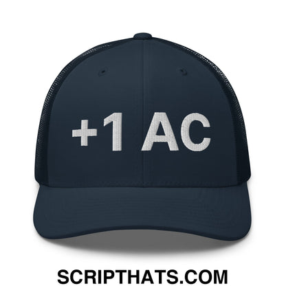 +1 AC Armor Class RPG Role Playing Game Embroidered Mesh Trucker Hat Navy