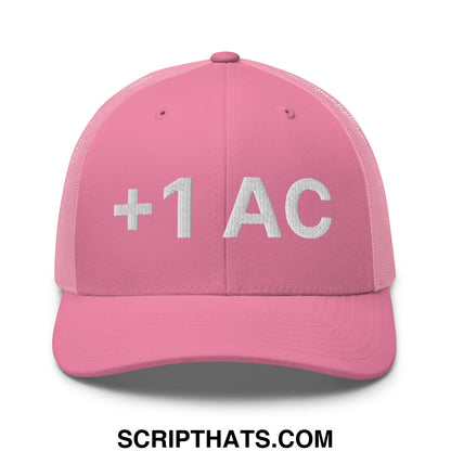 +1 AC Armor Class RPG Role Playing Game Embroidered Mesh Trucker Hat Pink