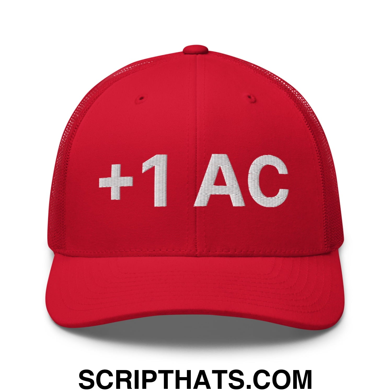 +1 AC Armor Class RPG Role Playing Game Embroidered Mesh Trucker Hat Red