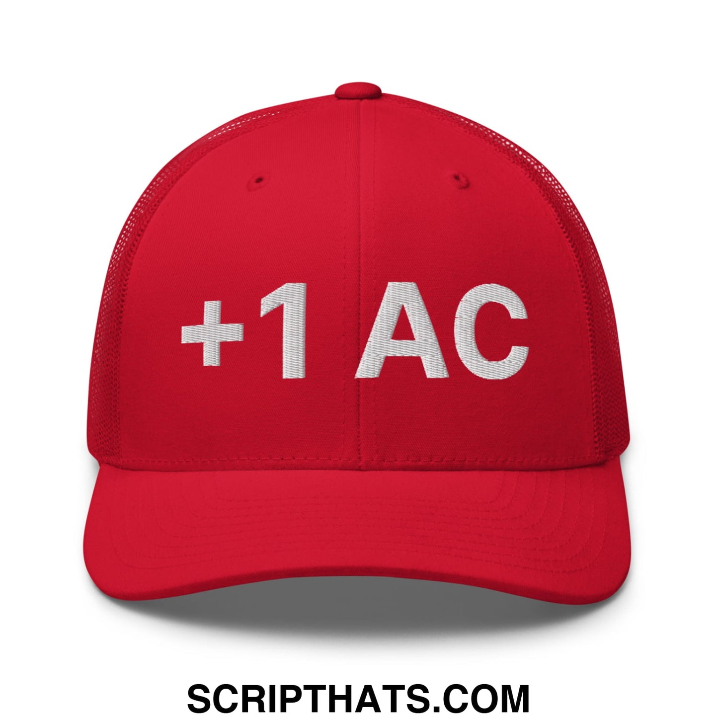 +1 AC Armor Class RPG Role Playing Game Embroidered Mesh Trucker Hat Red
