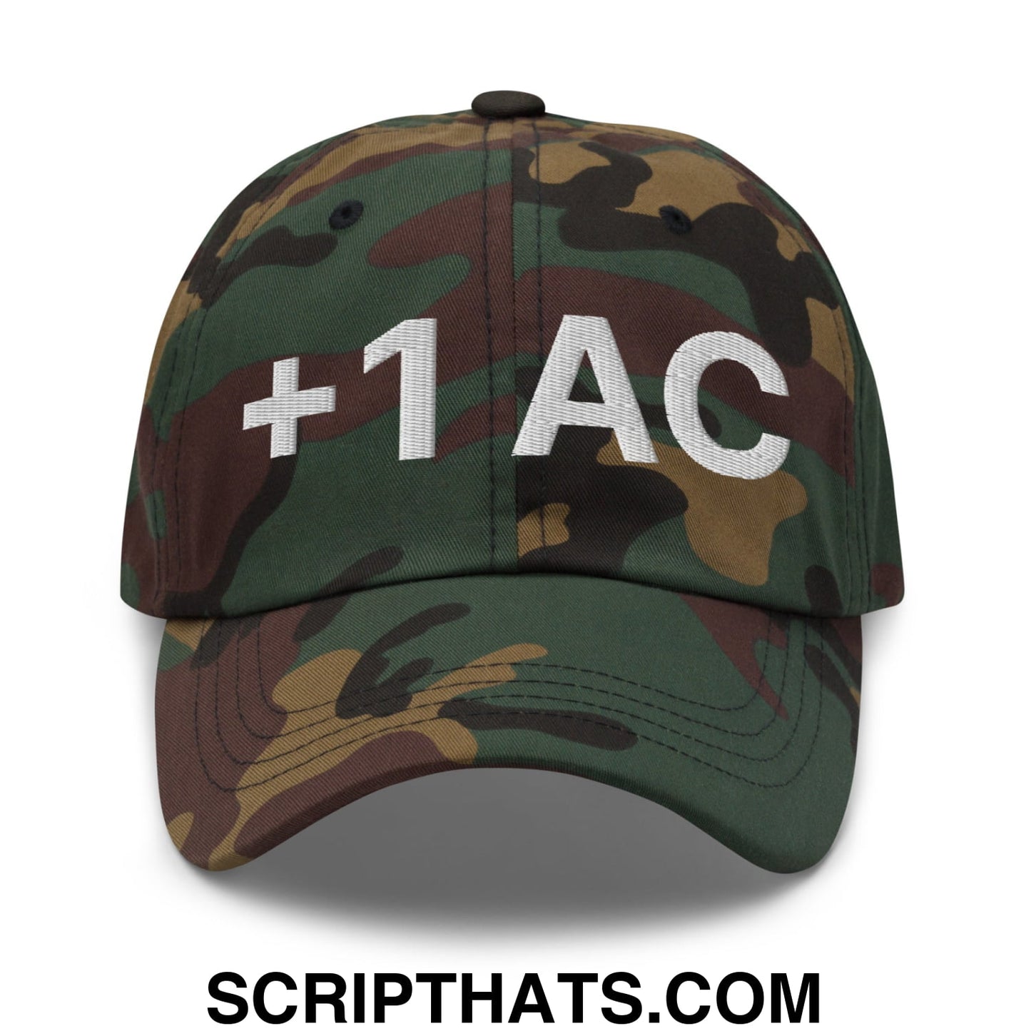 +1 AC Armor Class RPG Role Playing Game Embroidered Unstructured Dad Hat Green Camo