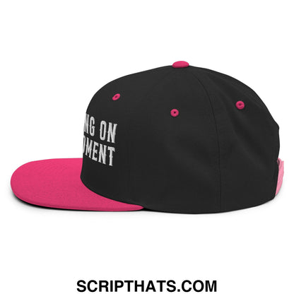 A Lot Going On At The Moment Embroidered Flat Bill Brim Snapback Hat Black Neon Pink