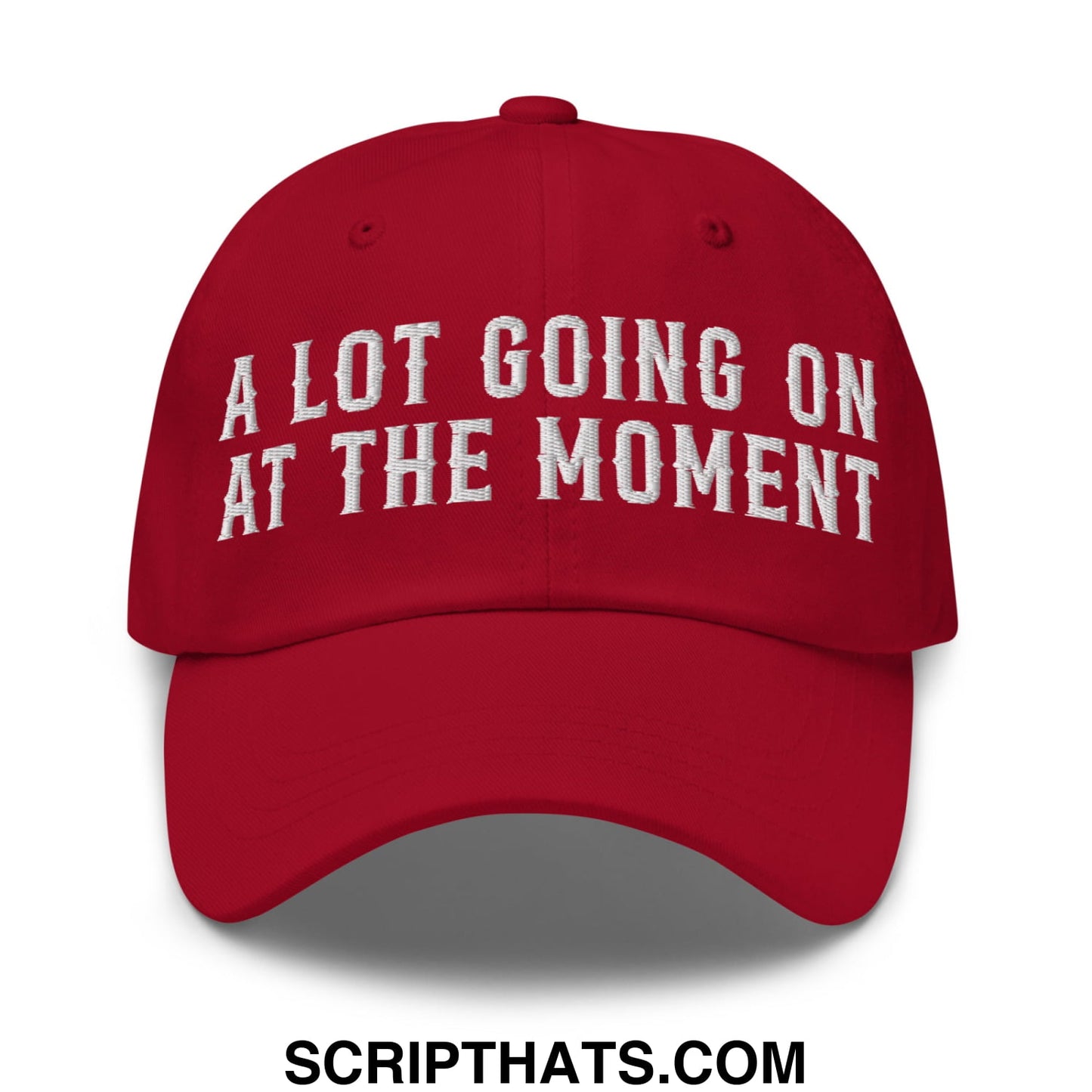 A Lot Going On At The Moment Embroidered Unstructured Dad Hat Cranberry