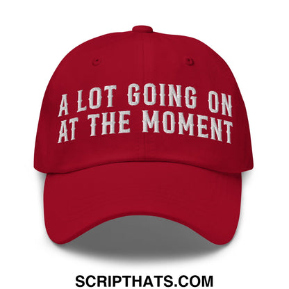 A Lot Going On At The Moment Embroidered Unstructured Dad Hat Cranberry