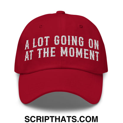 A Lot Going On At The Moment Embroidered Unstructured Dad Hat Cranberry