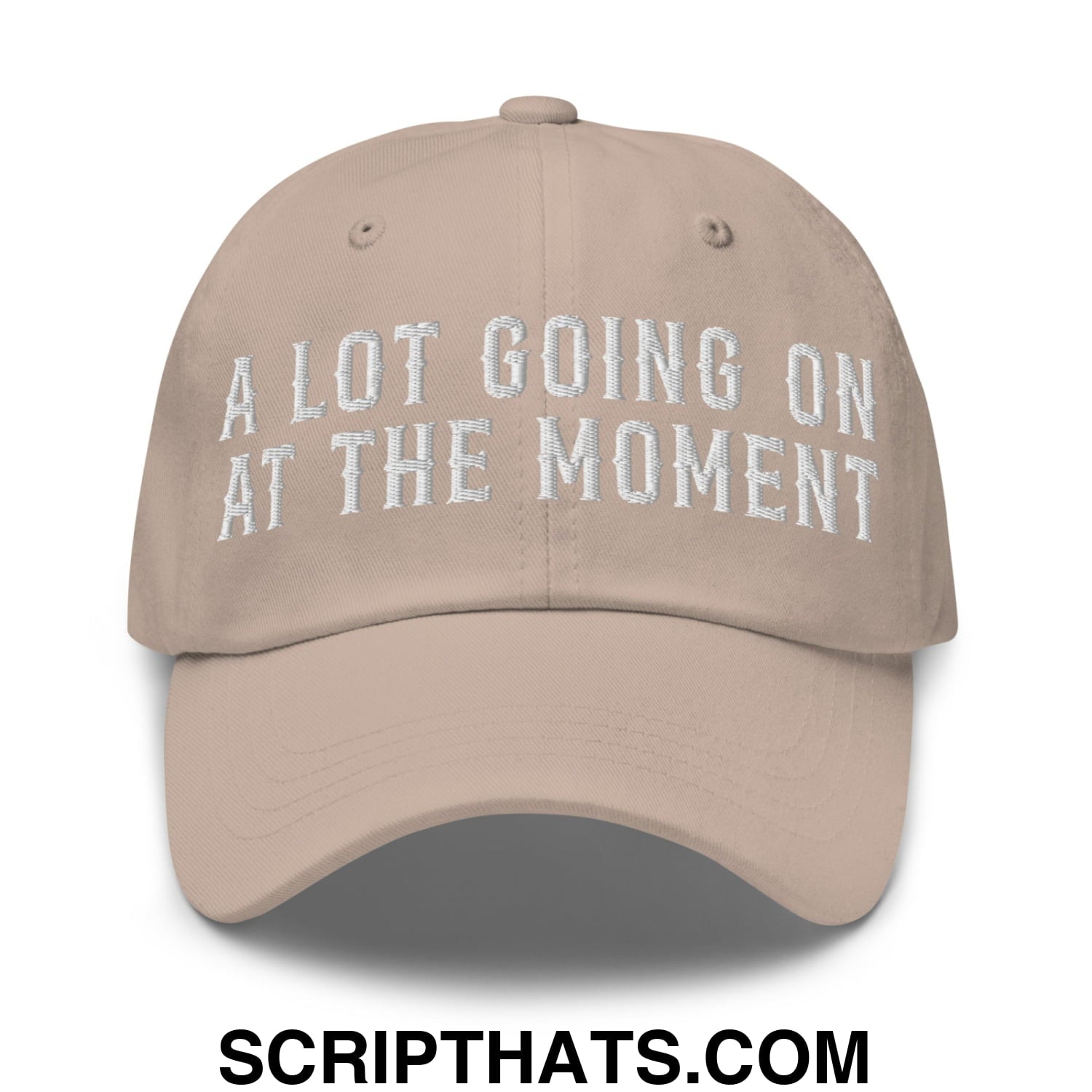 A Lot Going On At The Moment Embroidered Unstructured Dad Hat Stone