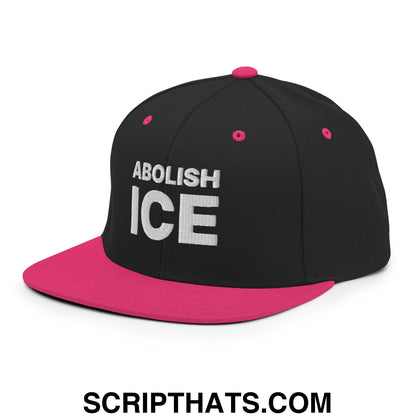 Abolish ICE Embroidered Flat Bill Brim Snapback Hat Black Neon Pink