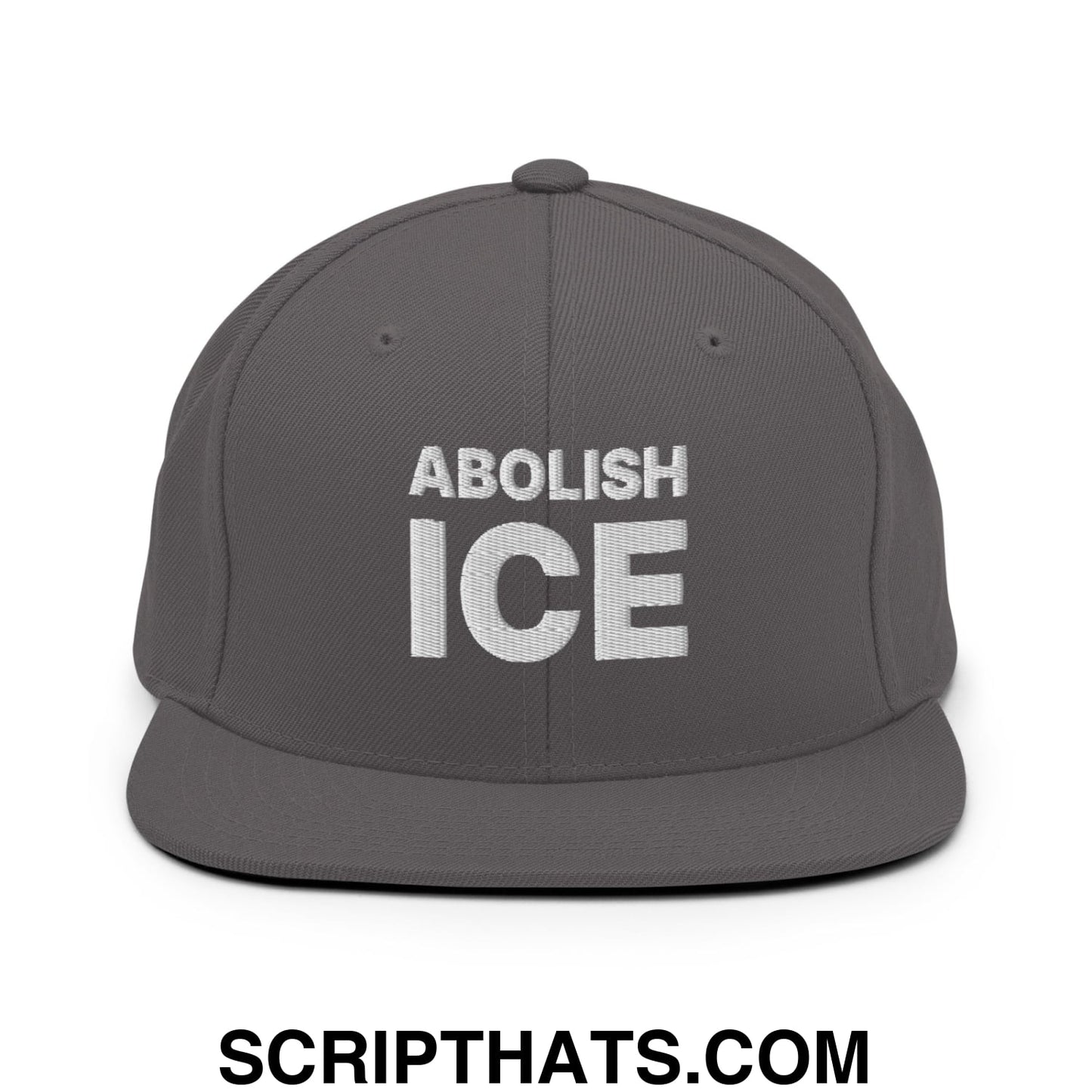 Abolish ICE Embroidered Flat Bill Brim Snapback Hat Dark Grey