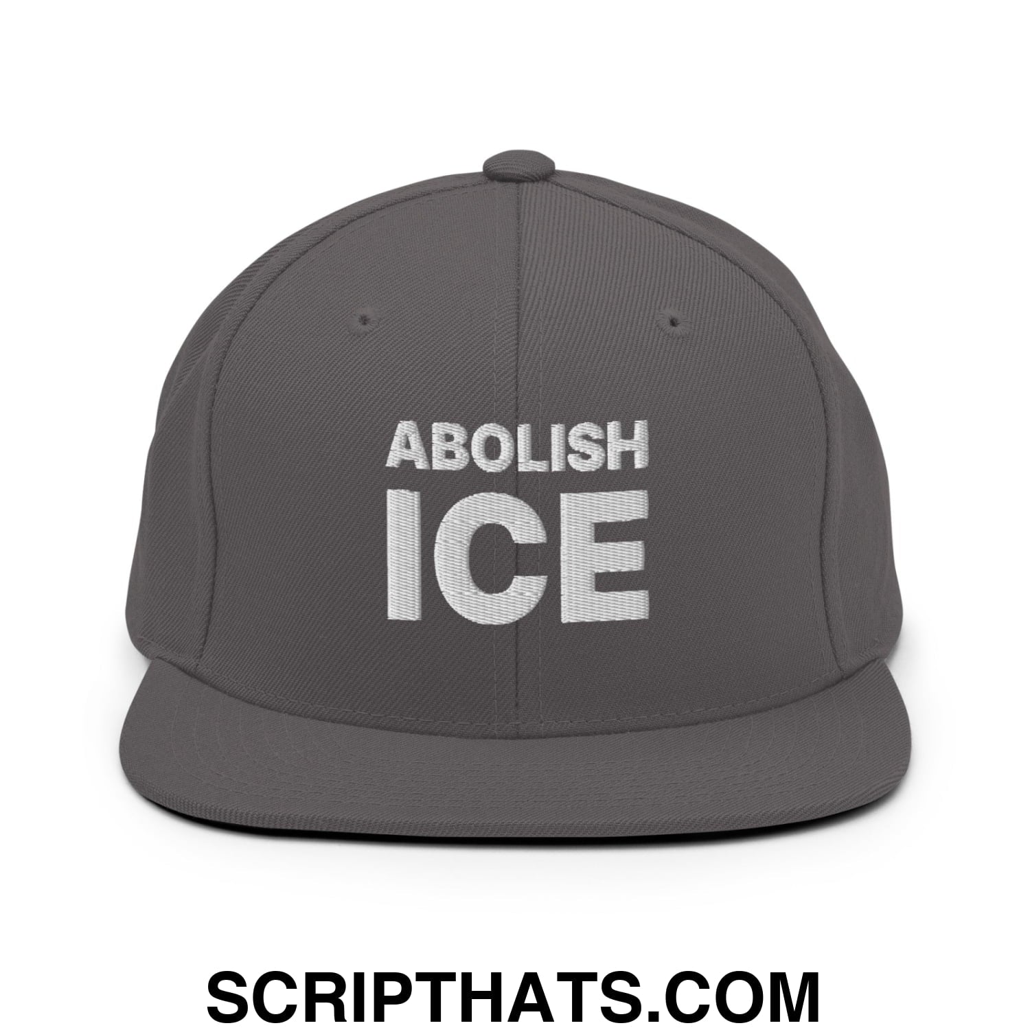 Abolish ICE Embroidered Flat Bill Brim Snapback Hat Dark Grey