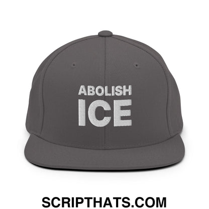 Abolish ICE Embroidered Flat Bill Brim Snapback Hat Dark Grey