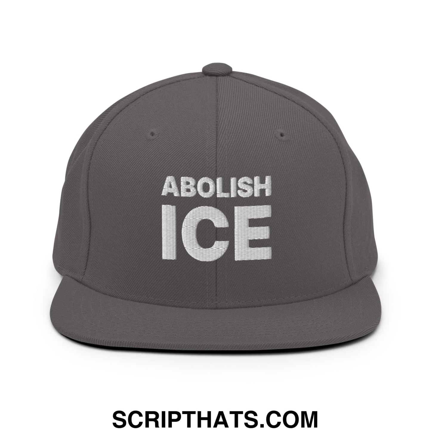 Abolish ICE Embroidered Flat Bill Brim Snapback Hat Dark Grey