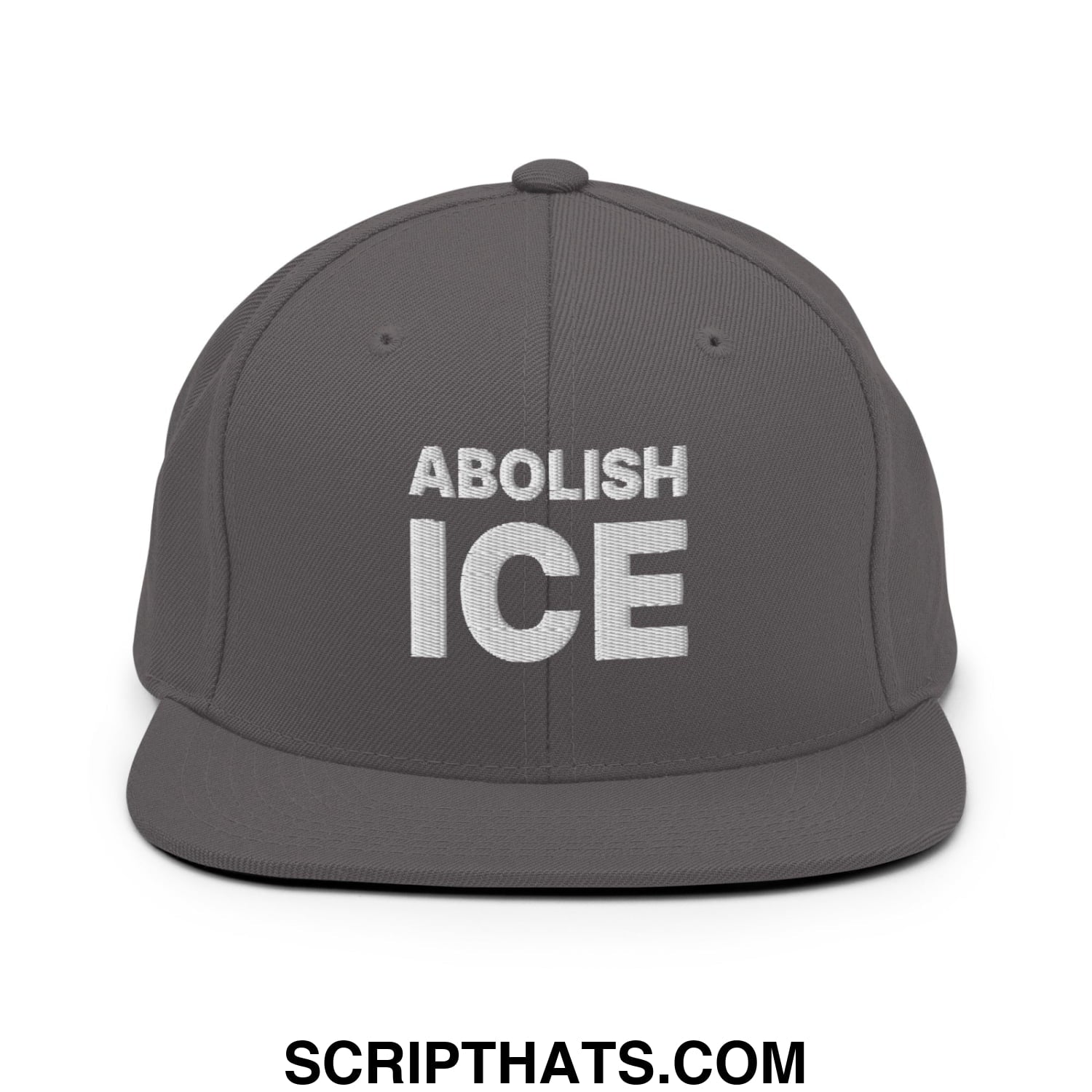 Abolish ICE Embroidered Flat Bill Brim Snapback Hat Dark Grey