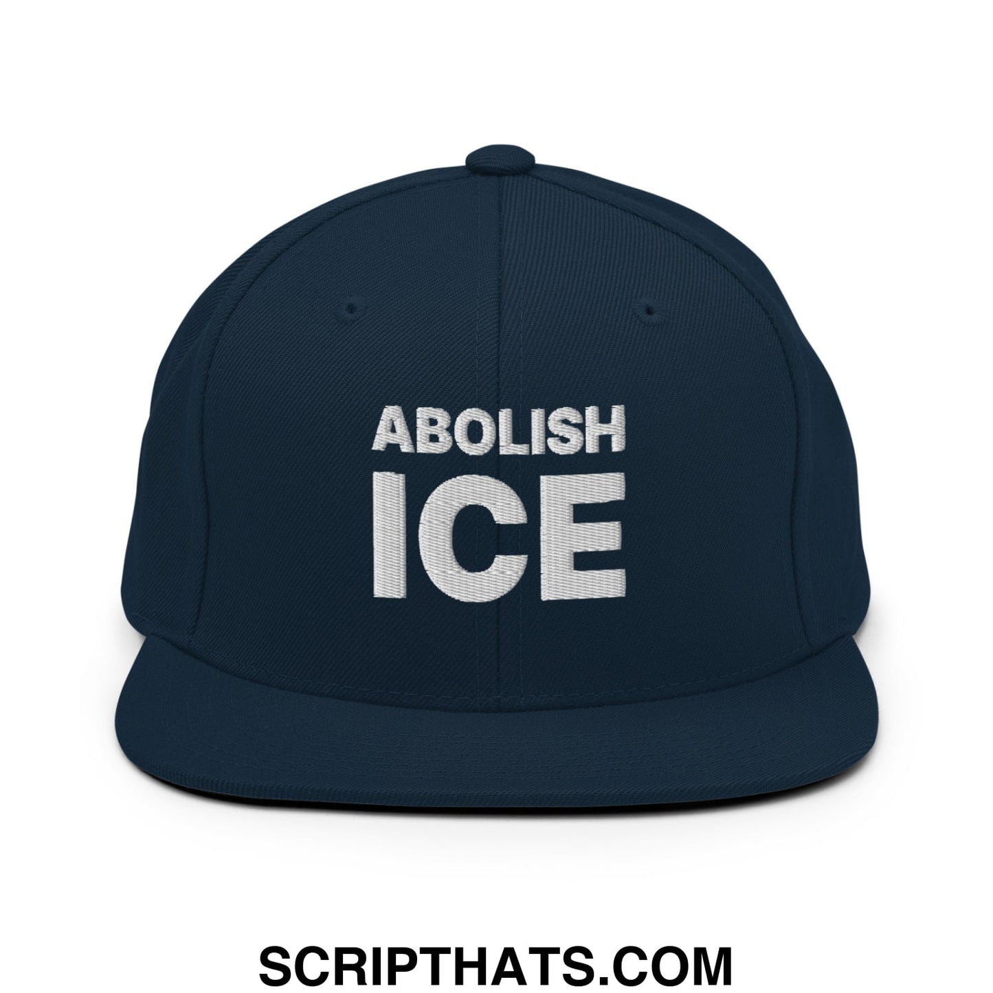Abolish ICE Embroidered Flat Bill Brim Snapback Hat Dark Navy