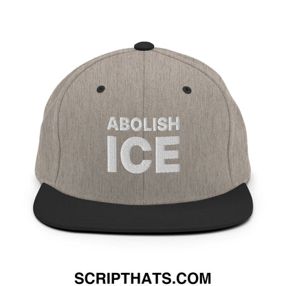 Abolish ICE Embroidered Flat Bill Brim Snapback Hat Heather Black