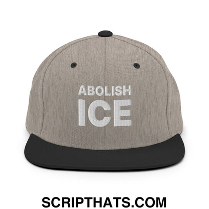 Abolish ICE Embroidered Flat Bill Brim Snapback Hat Heather Black
