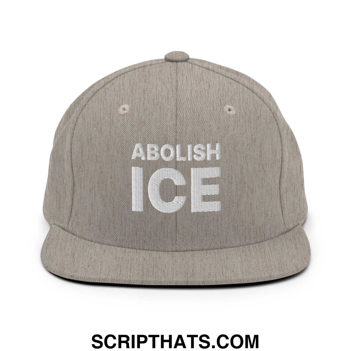 Abolish ICE Embroidered Flat Bill Brim Snapback Hat Heather Grey