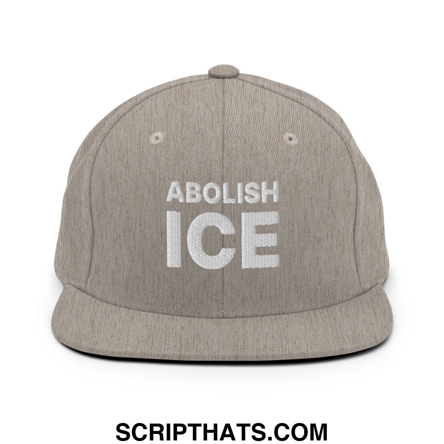 Abolish ICE Embroidered Flat Bill Brim Snapback Hat Heather Grey