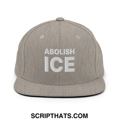 Abolish ICE Embroidered Flat Bill Brim Snapback Hat Heather Grey