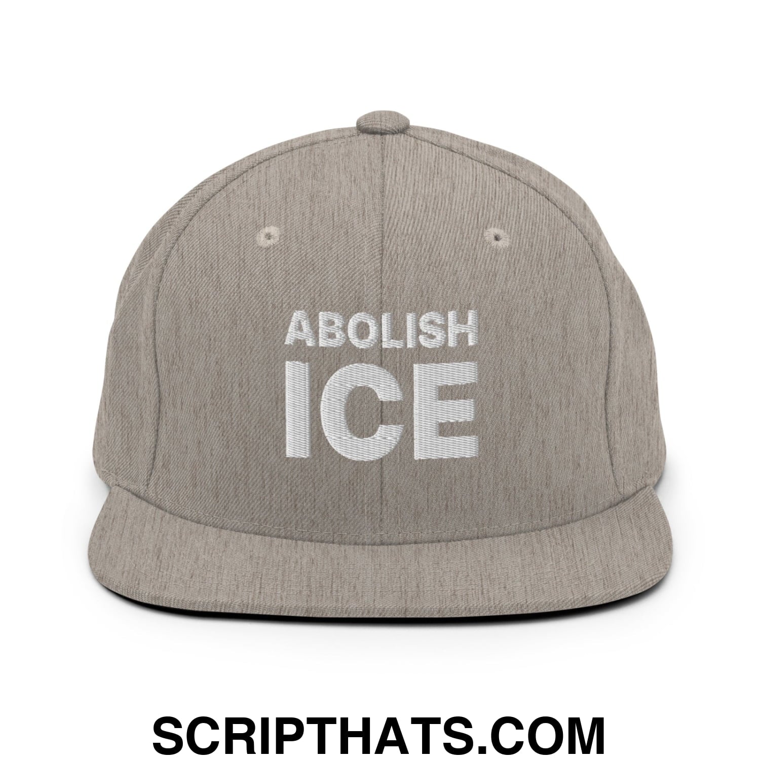 Abolish ICE Embroidered Flat Bill Brim Snapback Hat Heather Grey