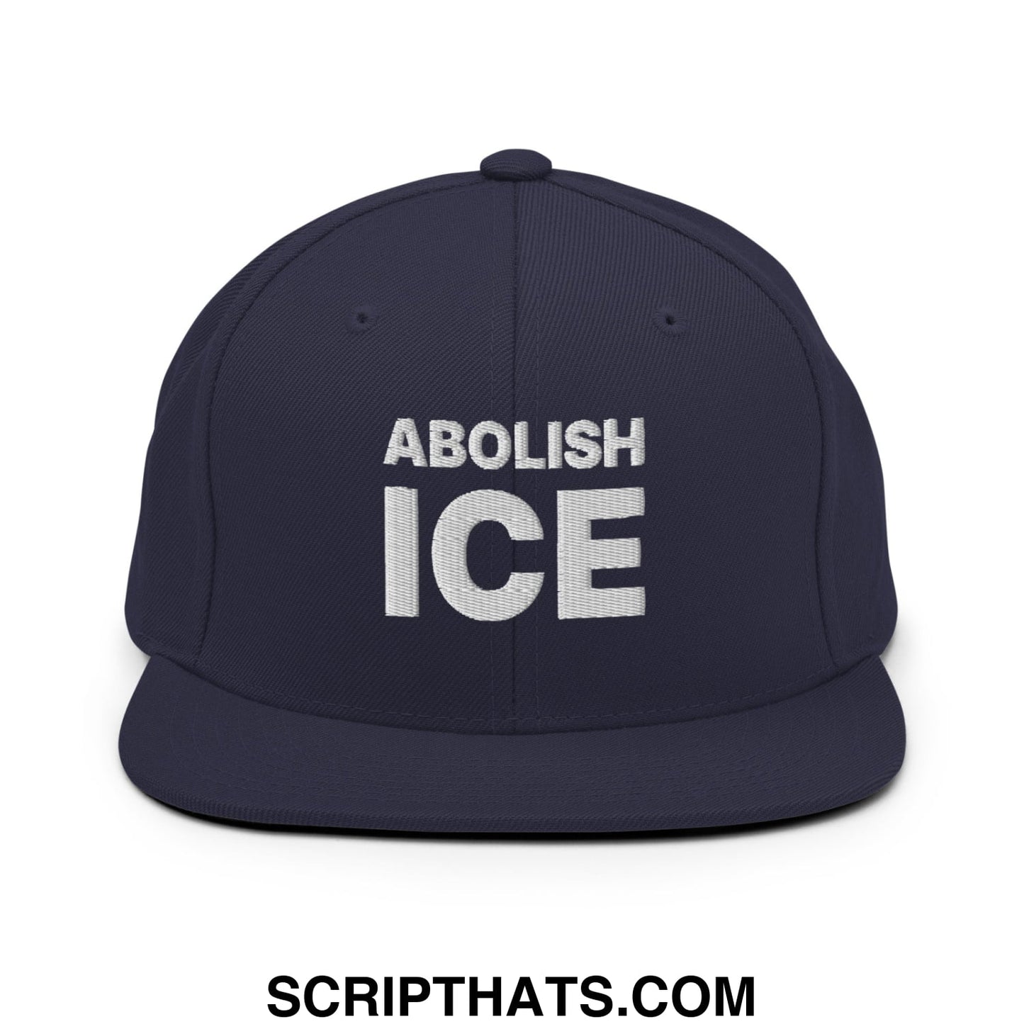 Abolish ICE Embroidered Flat Bill Brim Snapback Hat Navy