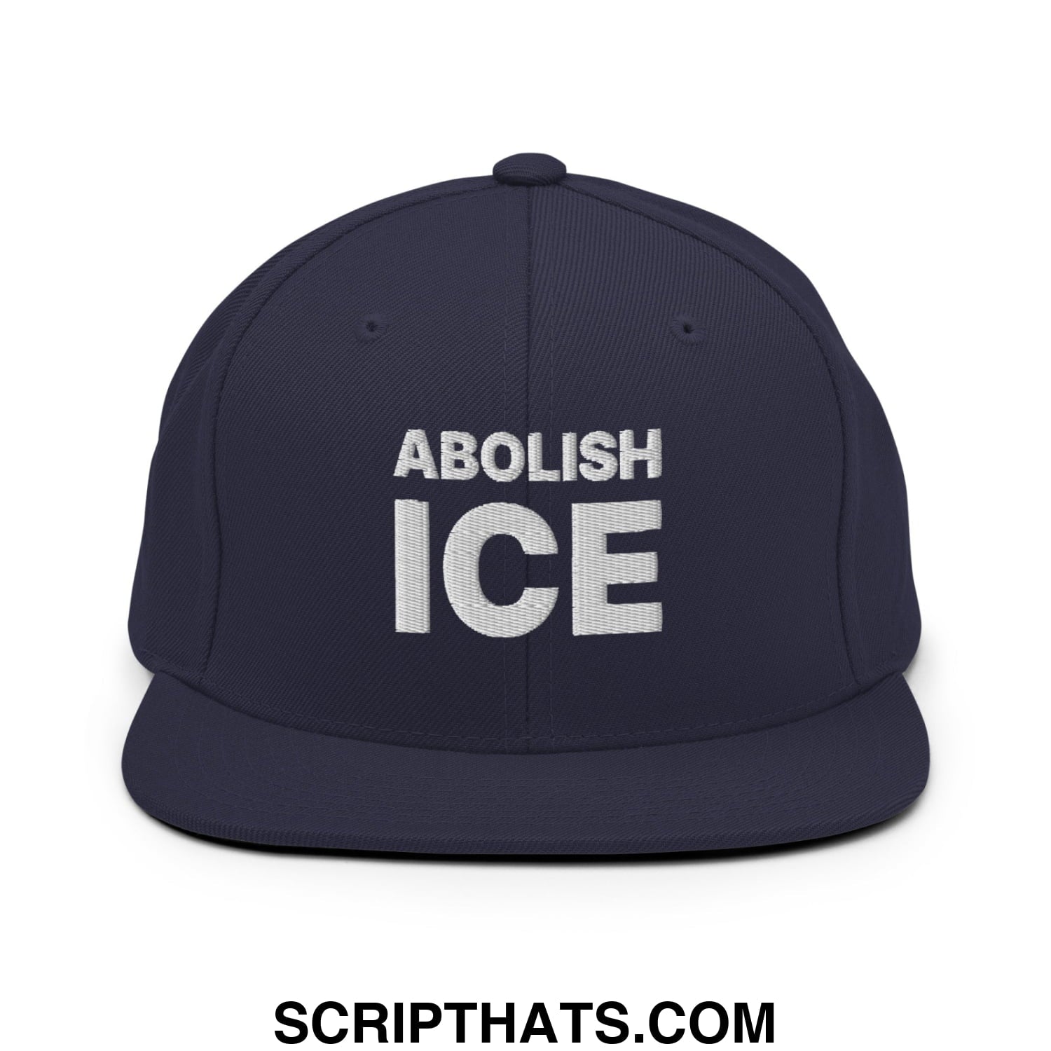 Abolish ICE Embroidered Flat Bill Brim Snapback Hat Navy