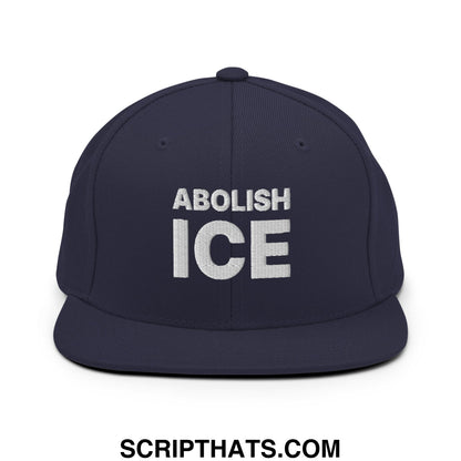 Abolish ICE Embroidered Flat Bill Brim Snapback Hat Navy