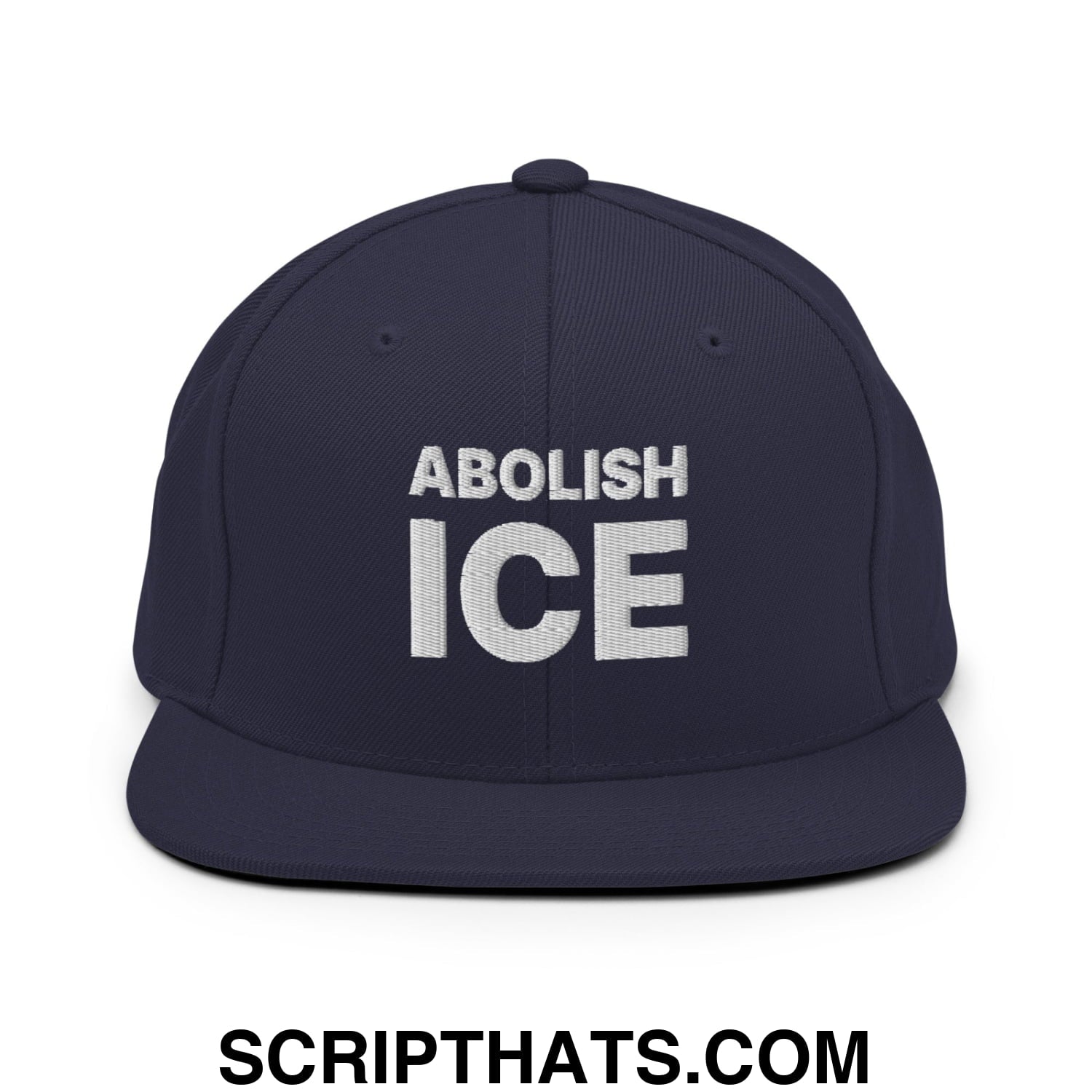 Abolish ICE Embroidered Flat Bill Brim Snapback Hat Navy