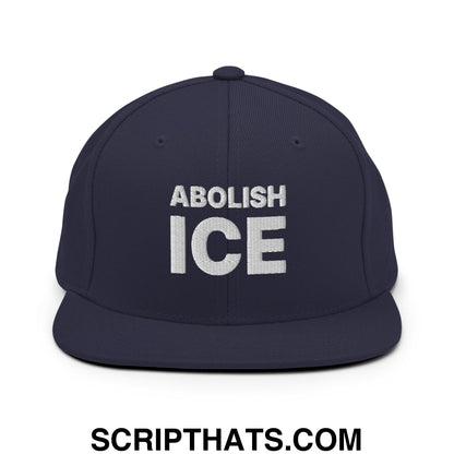 Abolish ICE Embroidered Flat Bill Brim Snapback Hat Navy