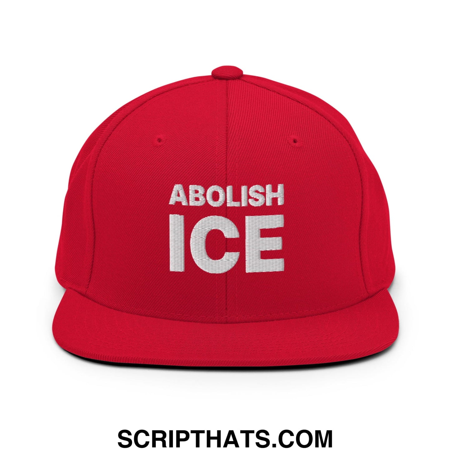 Abolish ICE Embroidered Flat Bill Brim Snapback Hat Red