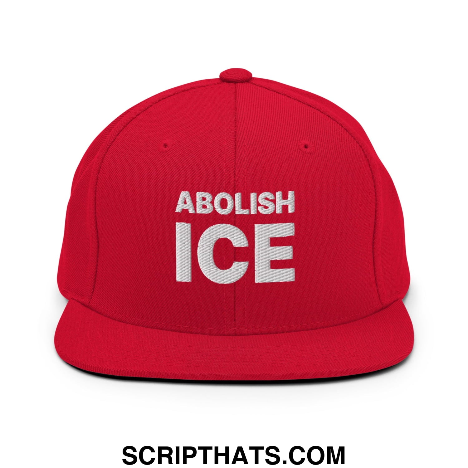 Abolish ICE Embroidered Flat Bill Brim Snapback Hat Red
