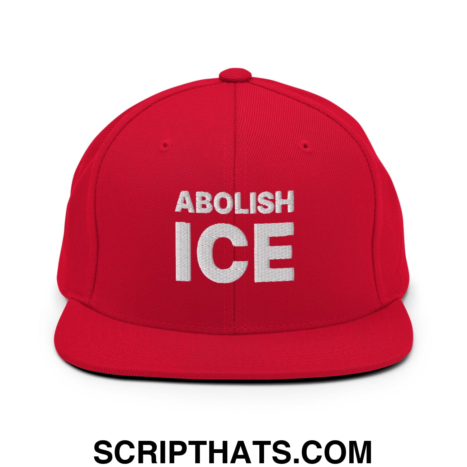 Abolish ICE Embroidered Flat Bill Brim Snapback Hat Red