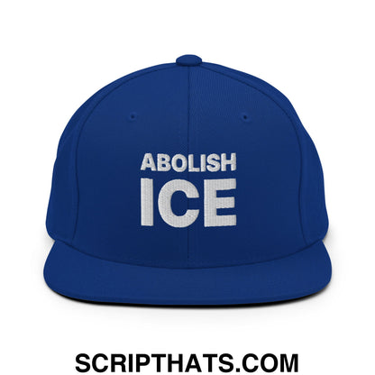 Abolish ICE Embroidered Flat Bill Brim Snapback Hat Royal Blue