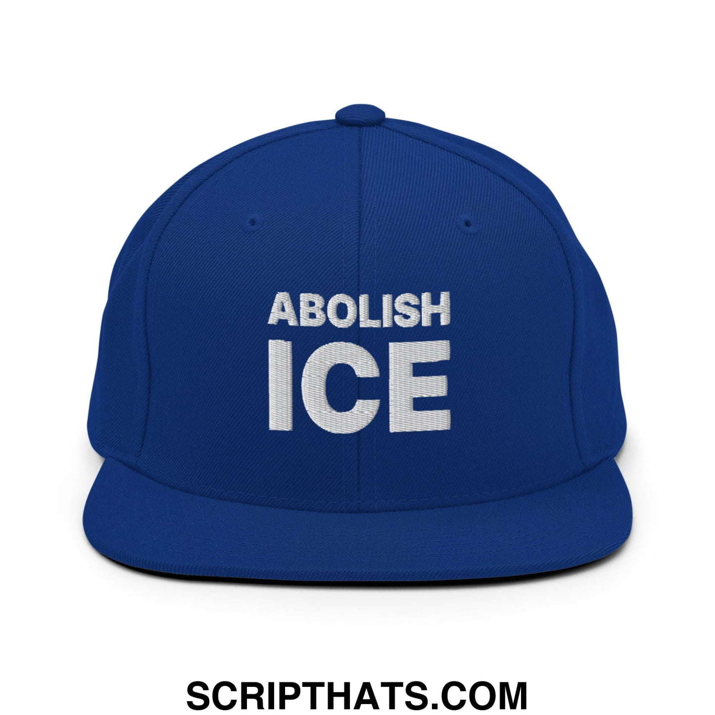 Abolish ICE Embroidered Flat Bill Brim Snapback Hat Royal Blue