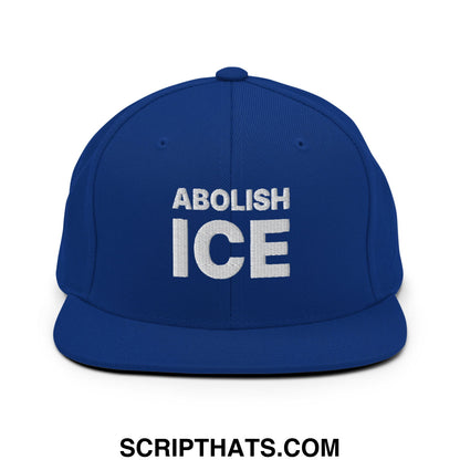 Abolish ICE Embroidered Flat Bill Brim Snapback Hat Royal Blue