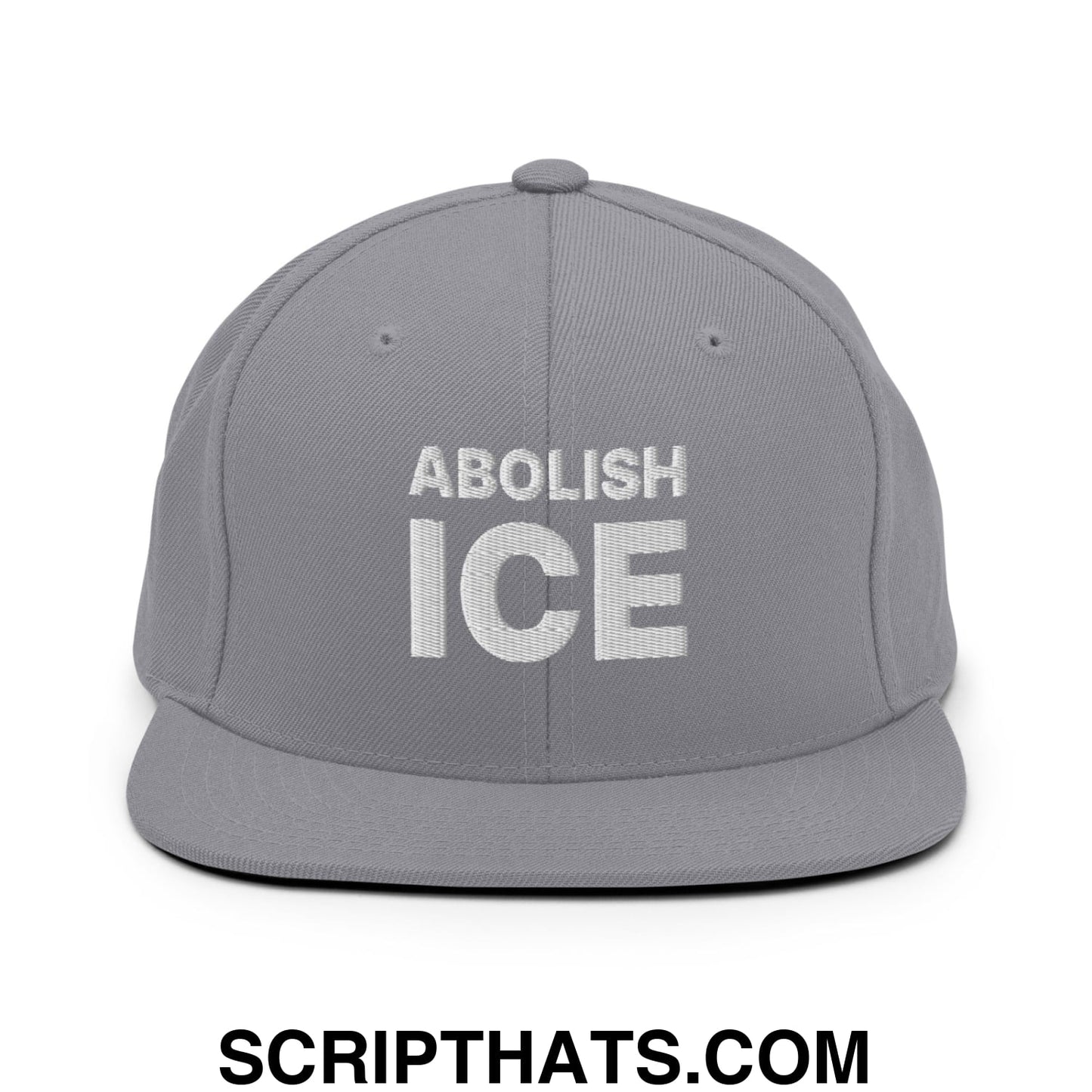 Abolish ICE Embroidered Flat Bill Brim Snapback Hat Silver