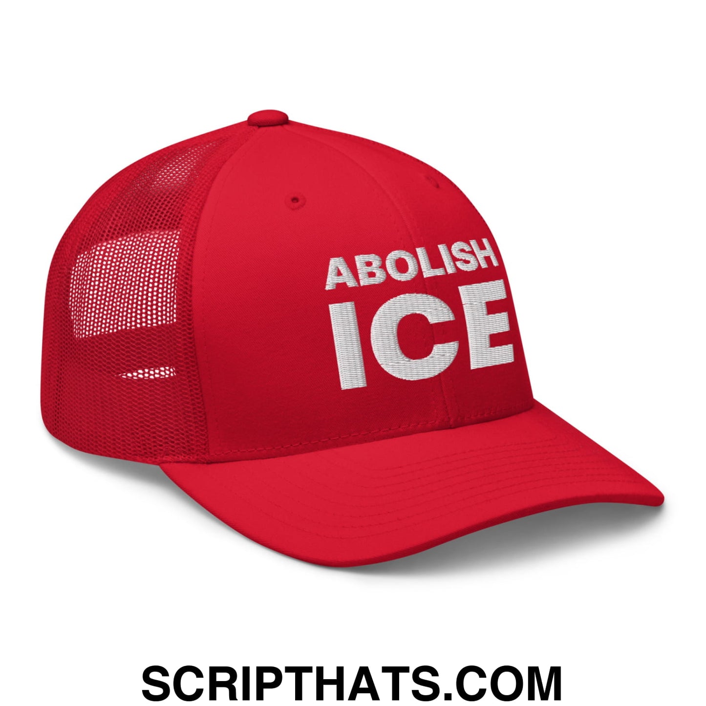 Abolish ICE Embroidered Mesh Trucker Hat Red